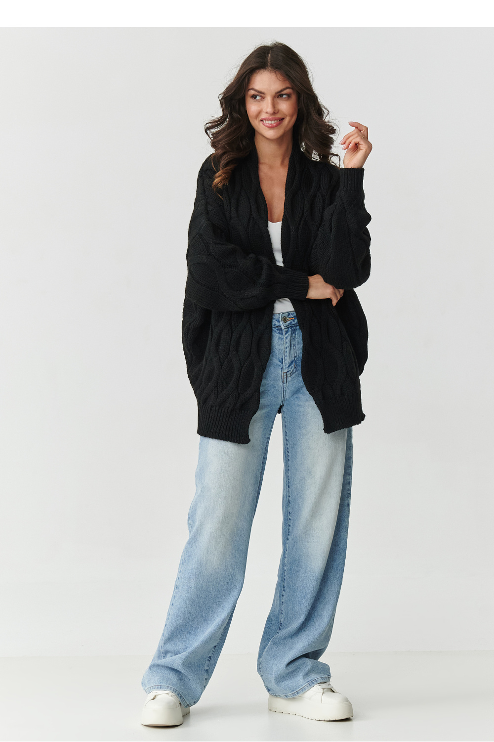 Sweter Kardigan Model S163 Black - Makadamia – widok 2