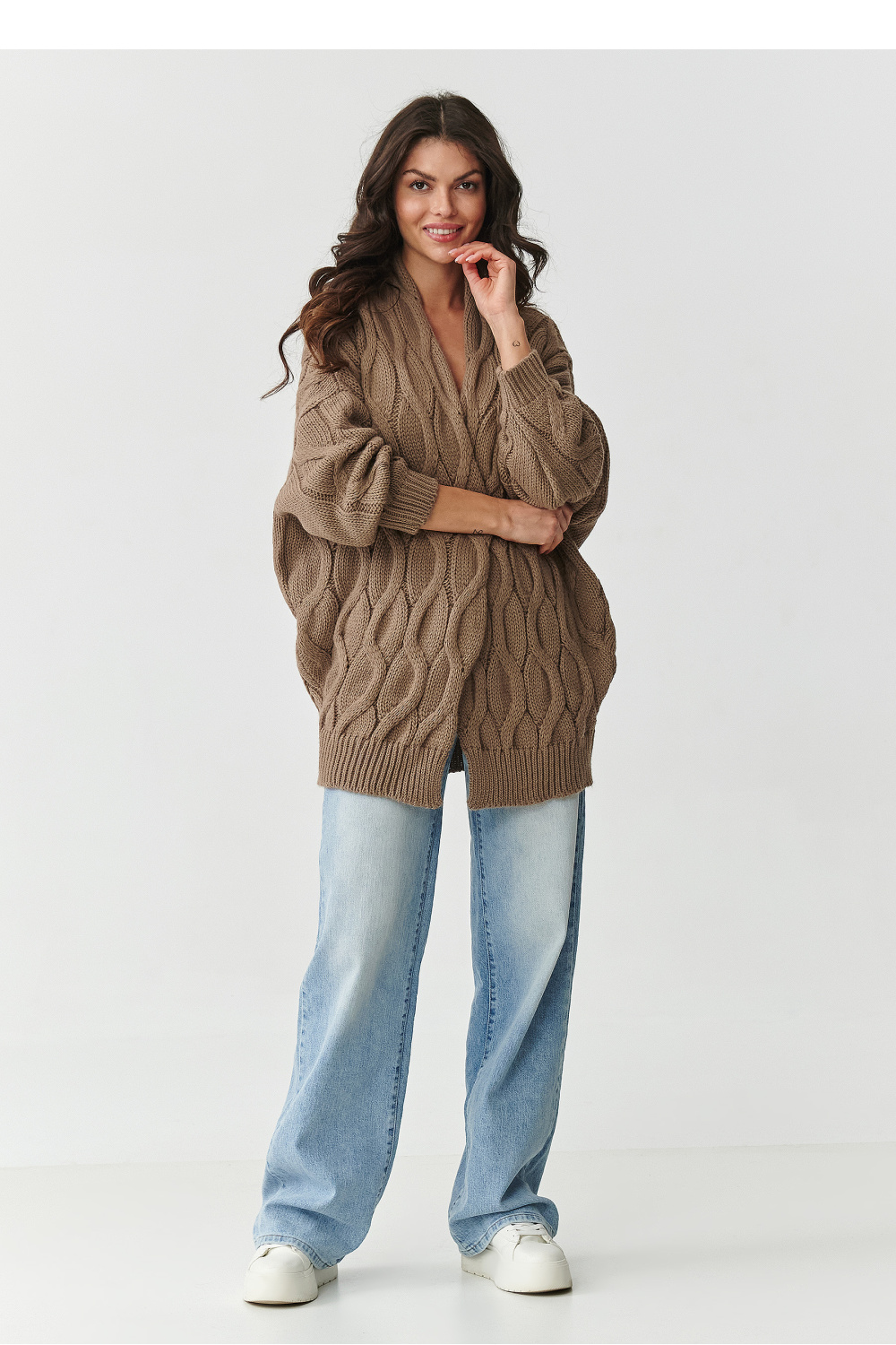 Sweter Kardigan Model S163 Cappuccino - Makadamia – widok 2