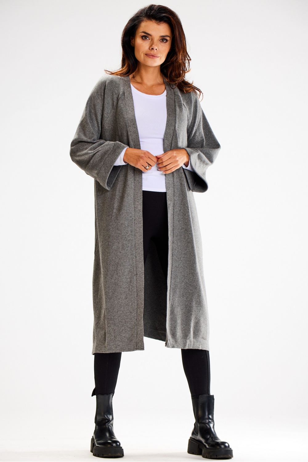 Sweter Kardigan Model A617 Grey - awama – widok 2