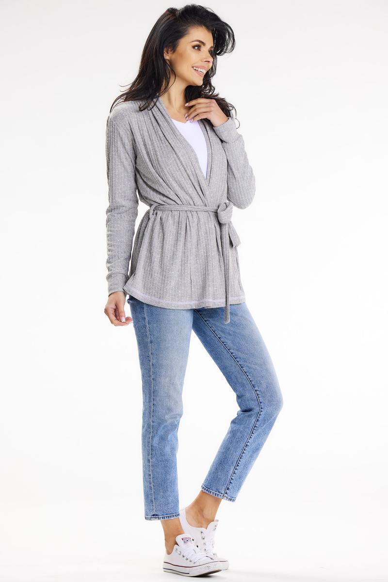 Sweter Kardigan Model A655 Grey - awama – widok 2