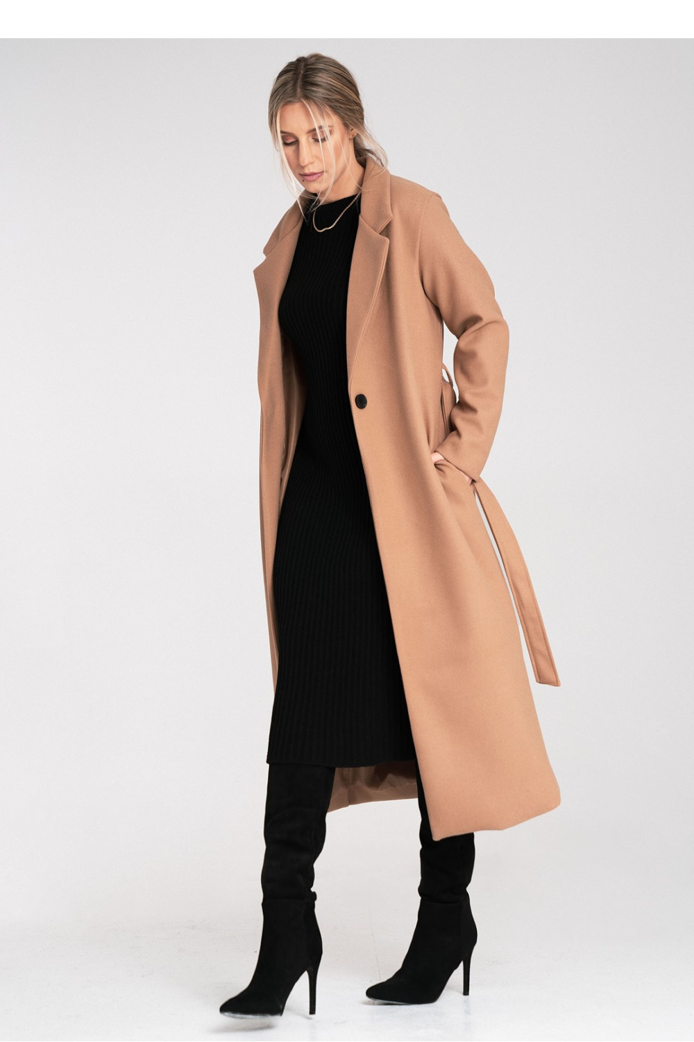 Płaszcz Damski Model M1114 Beige - Figl
