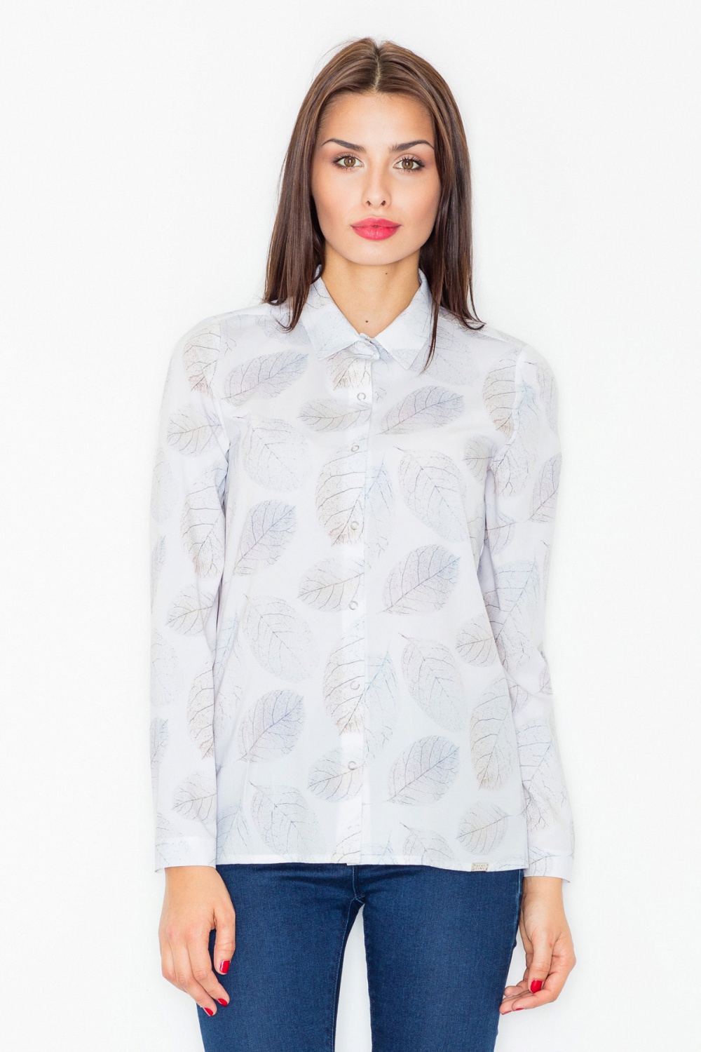 Women’s Shirt Model M522 Pattern 36 White - Figl
