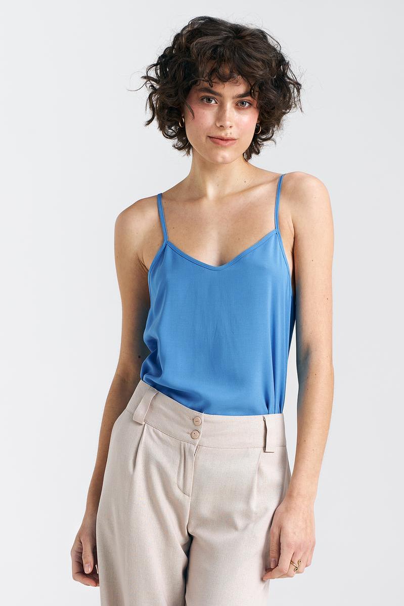 Basic camisole top with thin straps B163 Blue - Nife