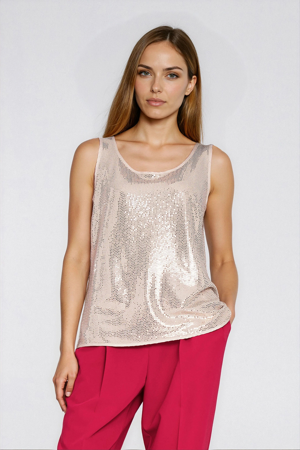 Shimmering wide-strap top B219 Champagne - Nife – vue 2
