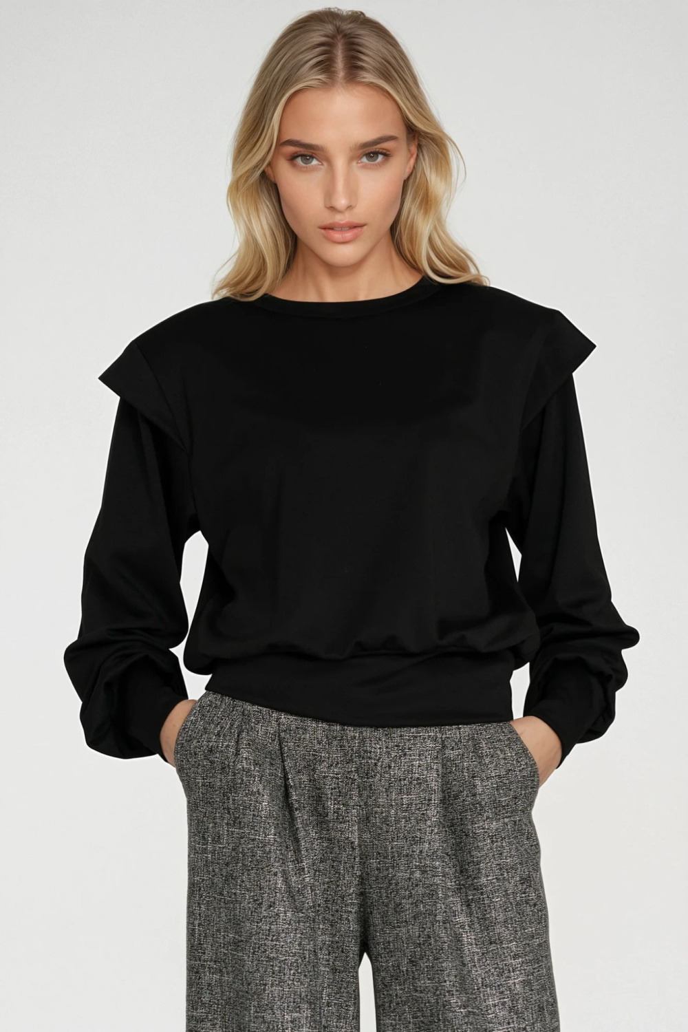 Bluza z wysokimi ściągaczami BL10 Black - Nife