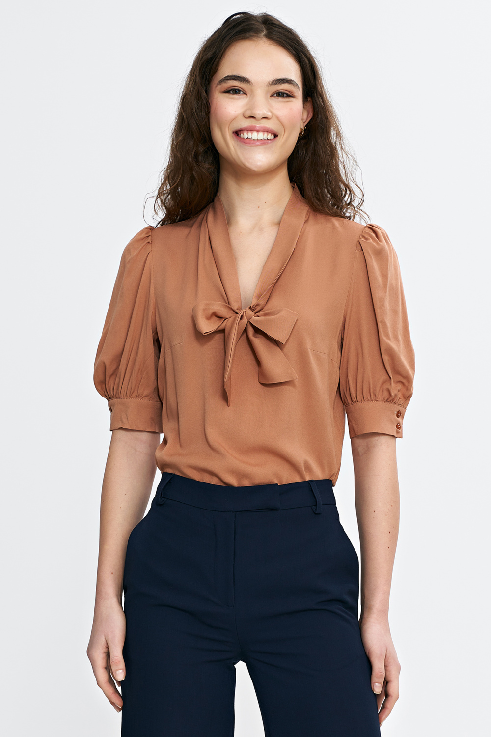 Tie-neck blouse B189 Carmel - Nife