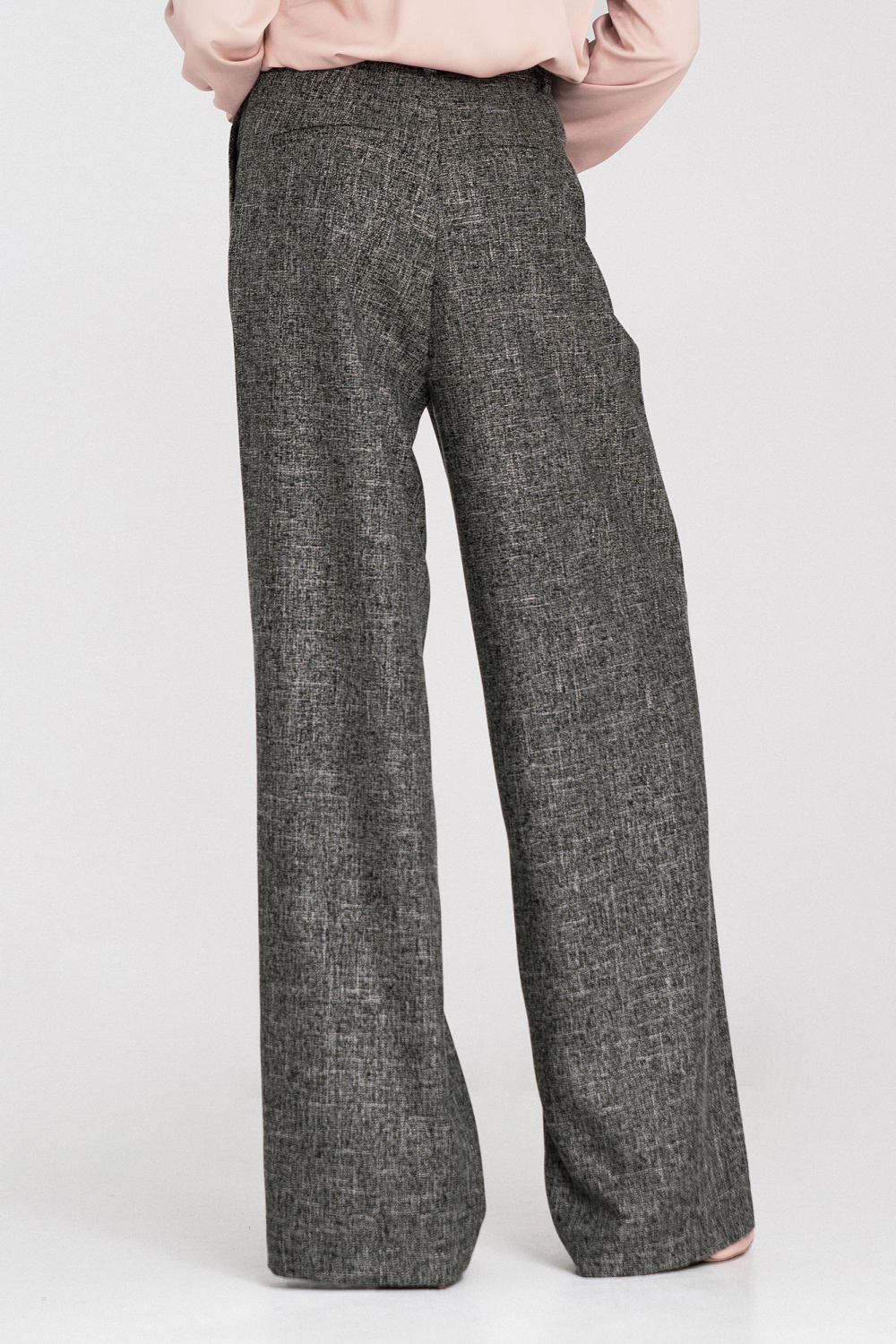 Spodnie z zakładkami wide leg SD116 Black Melange - Nife