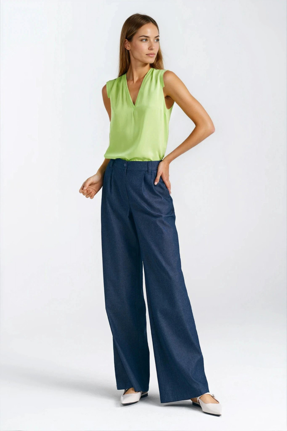 Sleeveless V-neck blouse B209 Lime - Nife