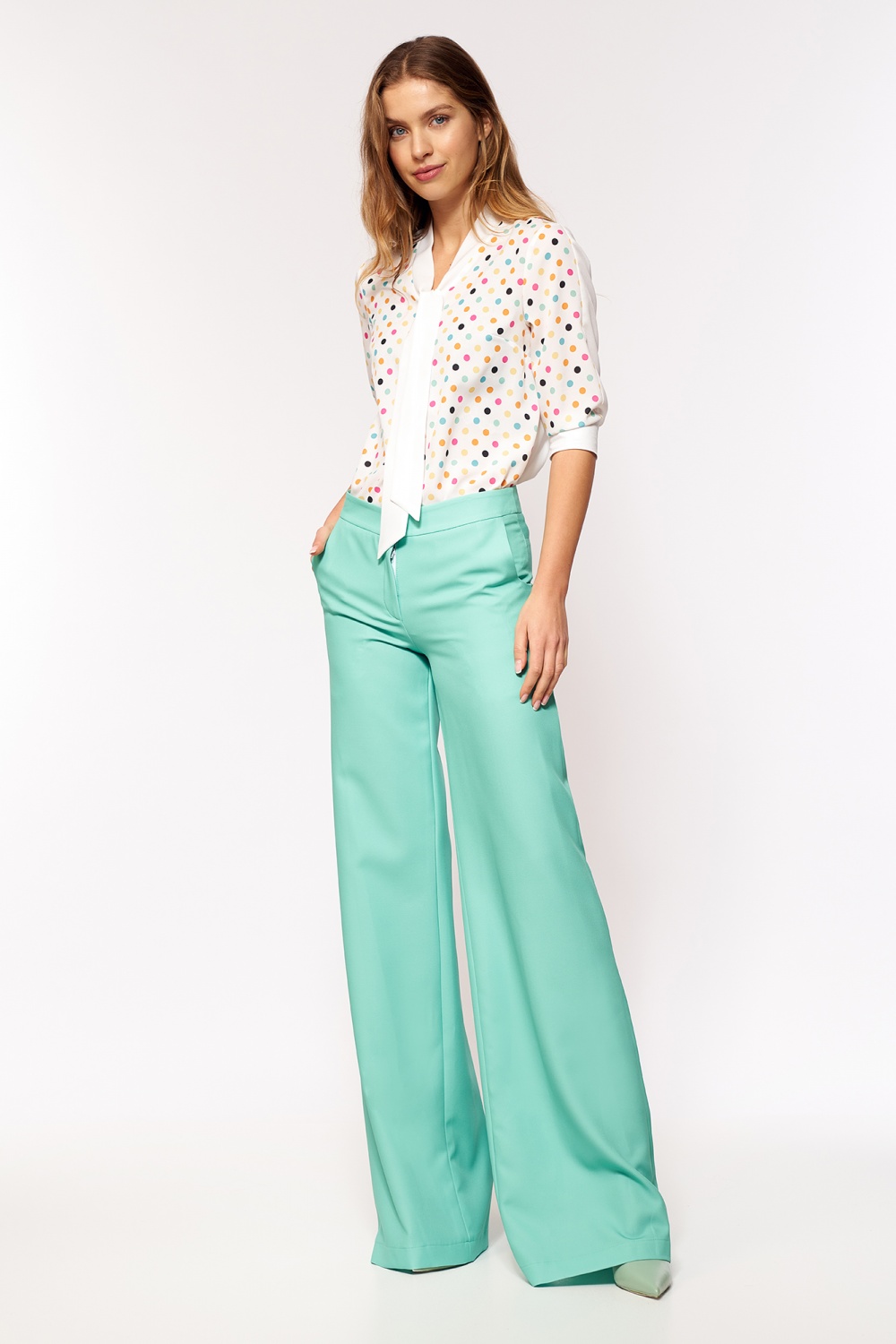 Subtle tie blouse B140 Ecru/Yellow - Nife