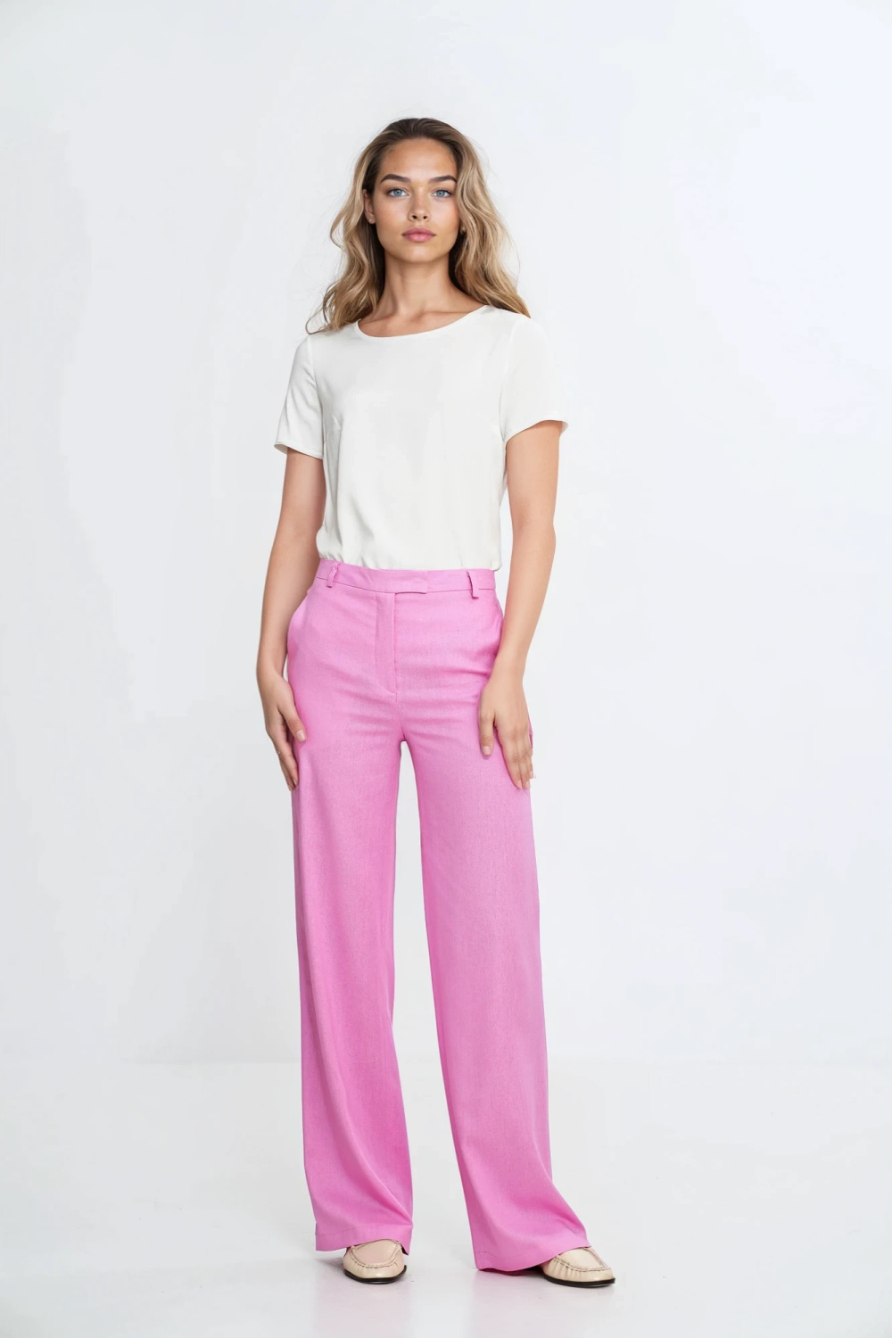 Basic short-sleeve top B193 Ecru - Nife