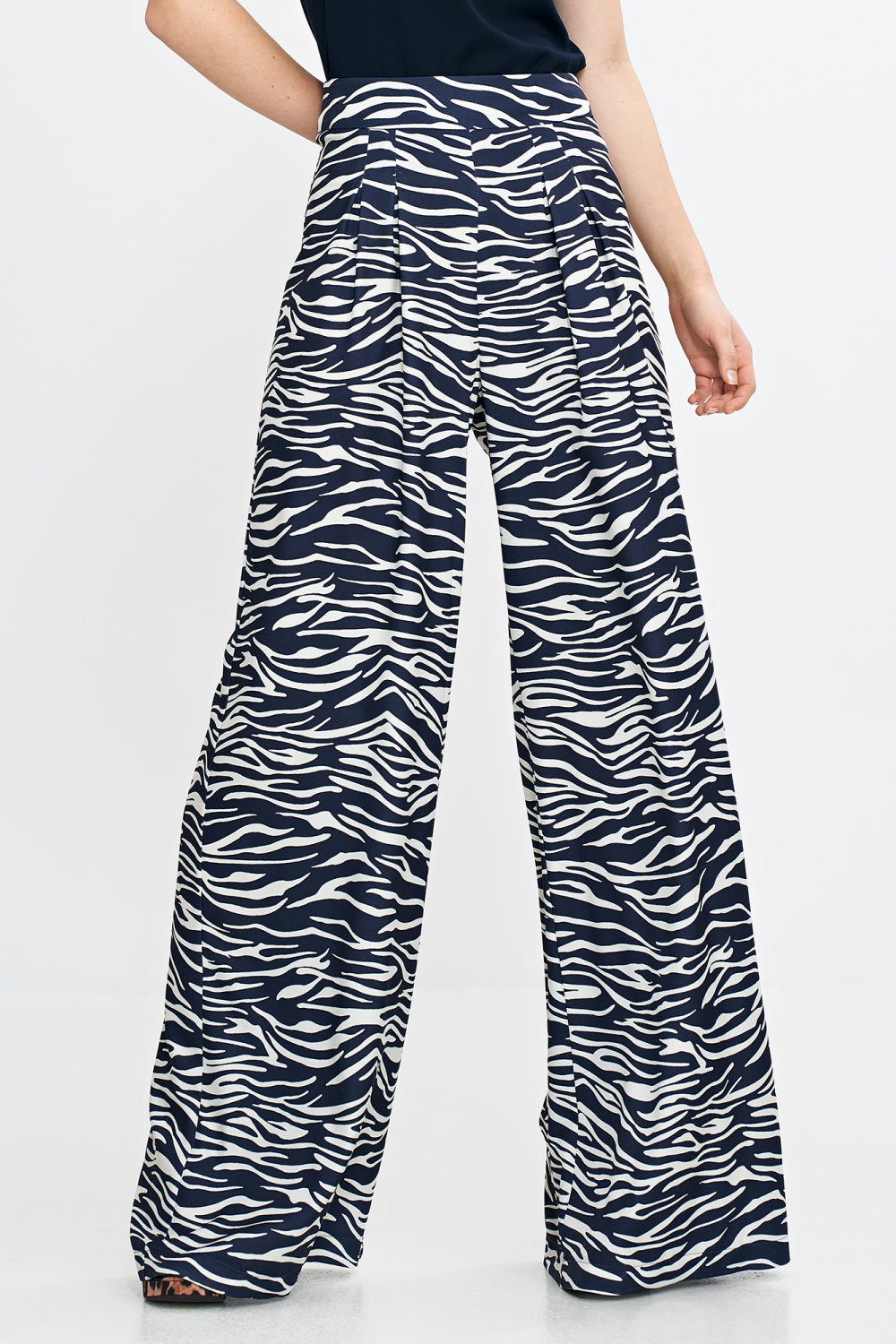 Spodnie palazzo SD115 Wzór Zebra/Navy - Nife