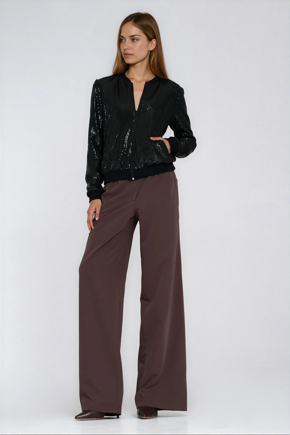 Cekinowa rozpinana bluza BL14 Black - Nife