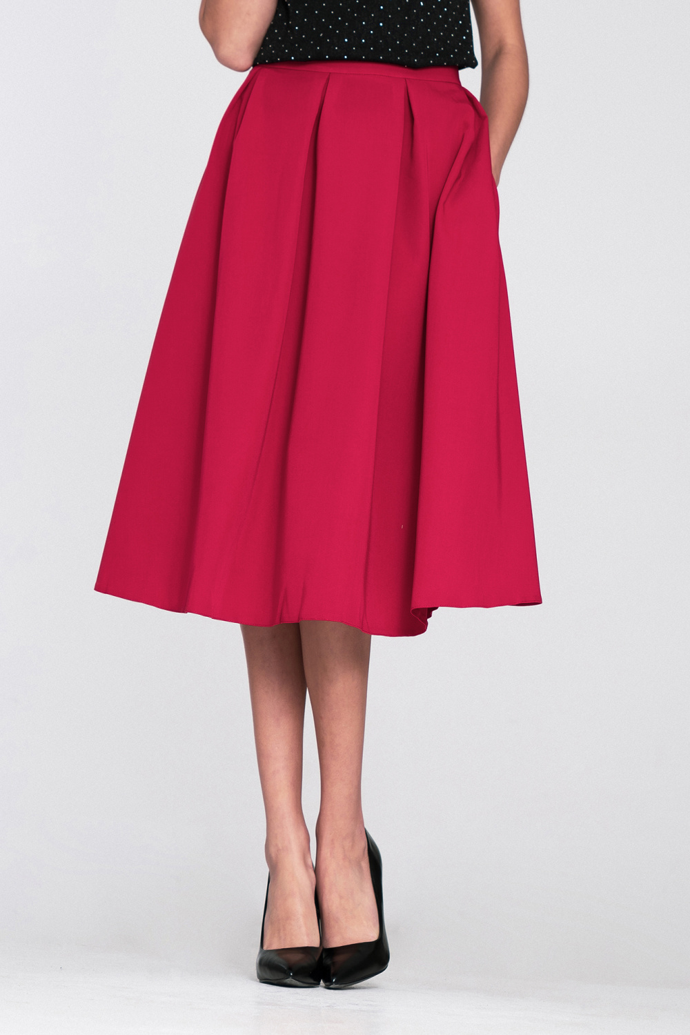 Flared midi skirt SP87 Red - Nife