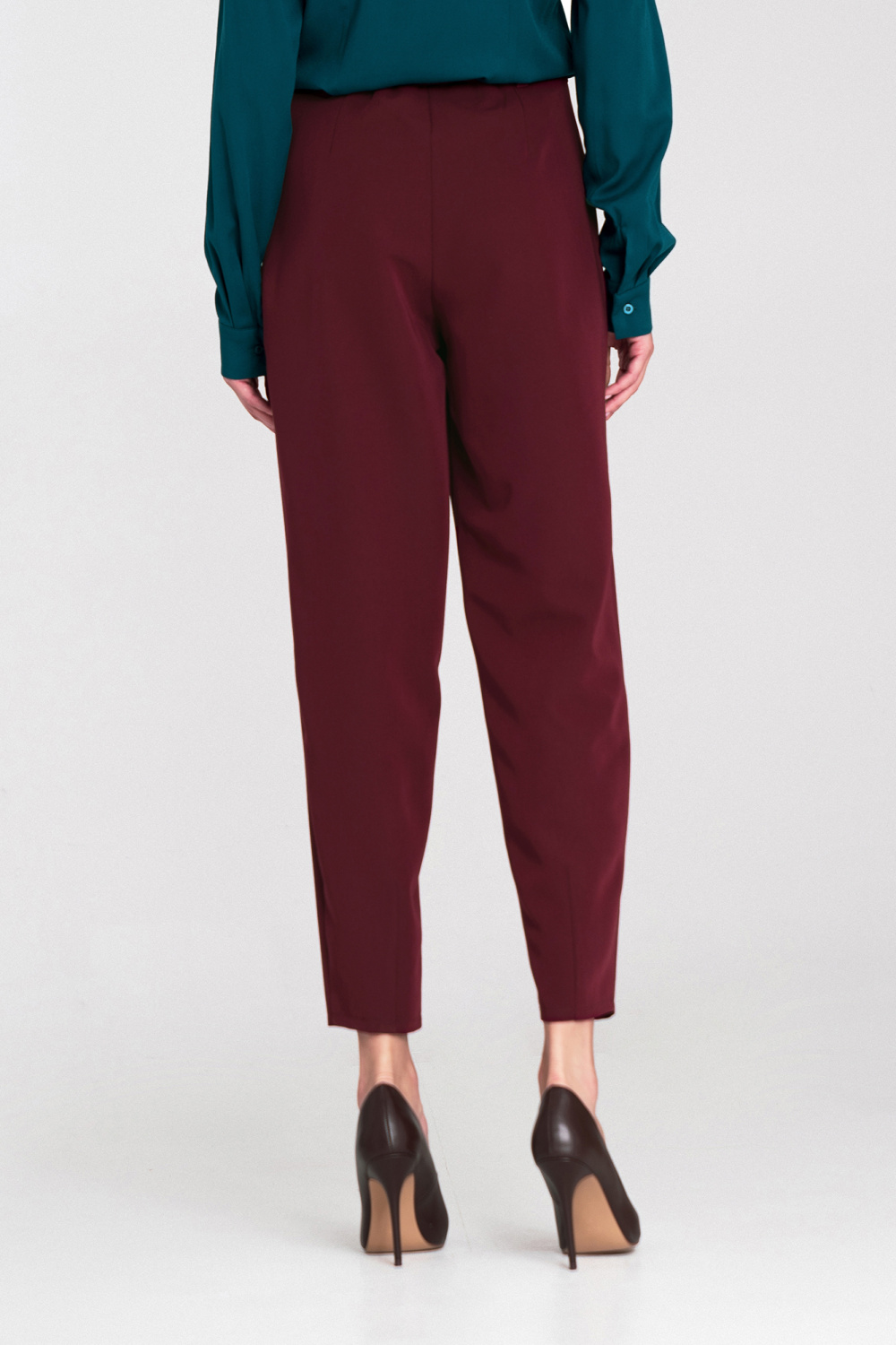 Spodnie baggy z wyskoim stanem SD120 Bordo - Nife