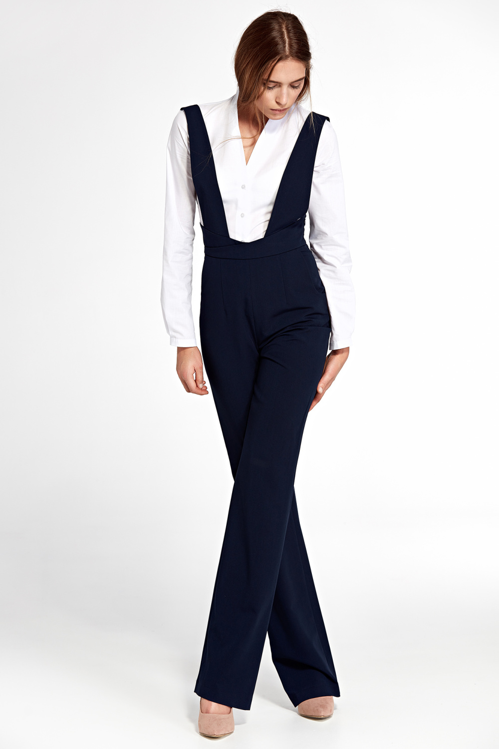 Navy jumpsuit with braces KM19 Navy - Nife – vue 2