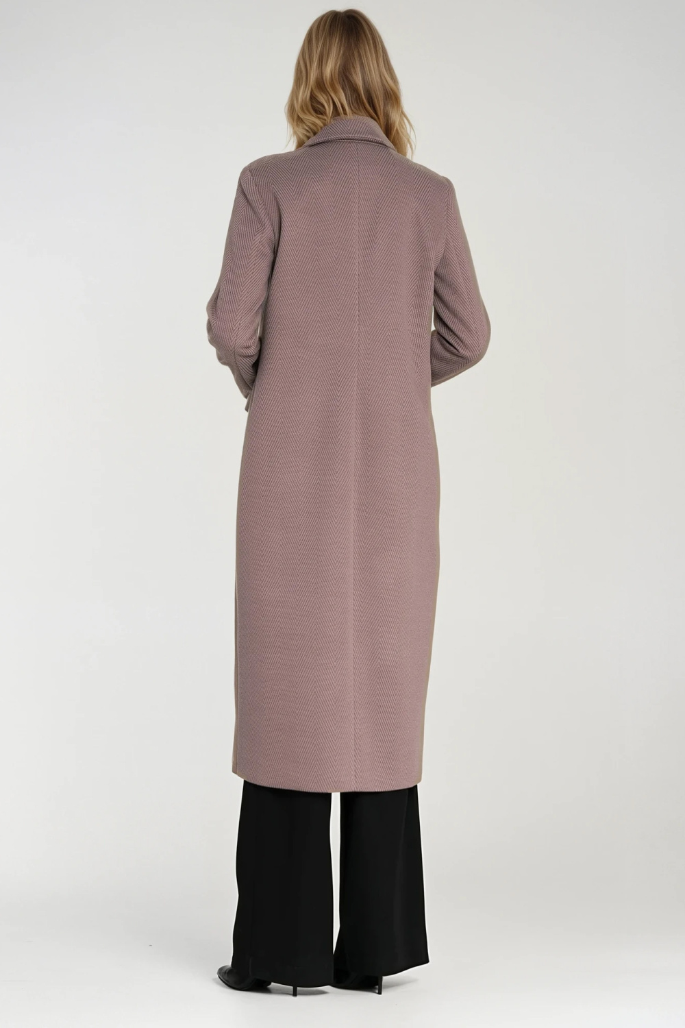 Elegancki płaszcz dwurzędowy PL25 Beige - Nife