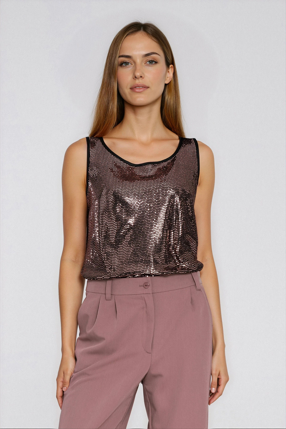 Shiny wide-strap top B219 Copper - Nife