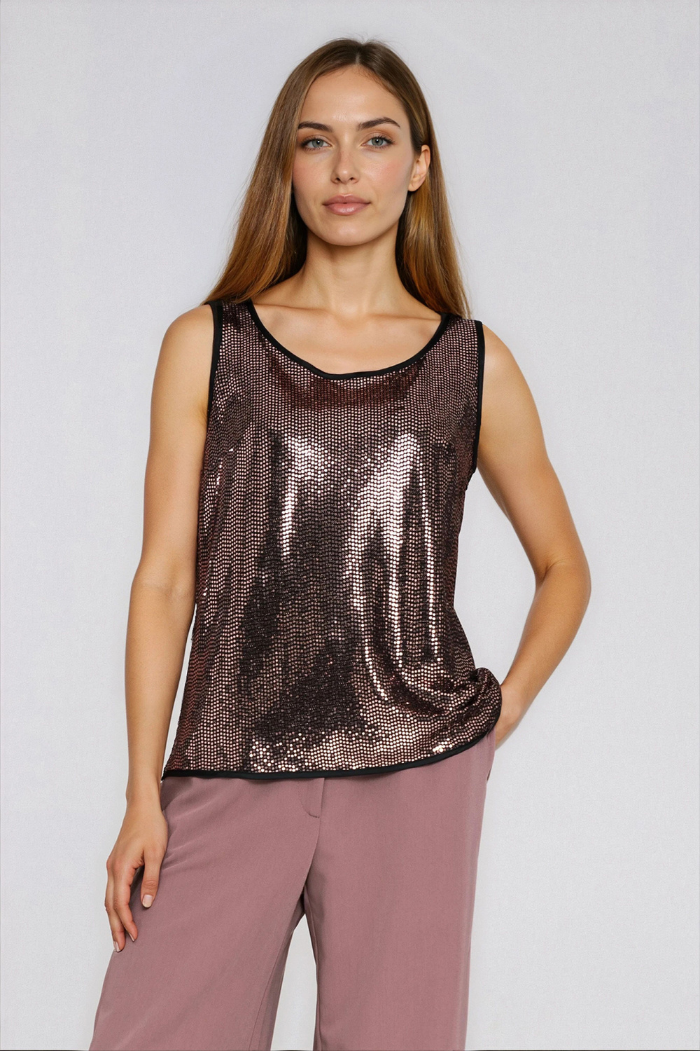 Shiny wide-strap top B219 Copper - Nife