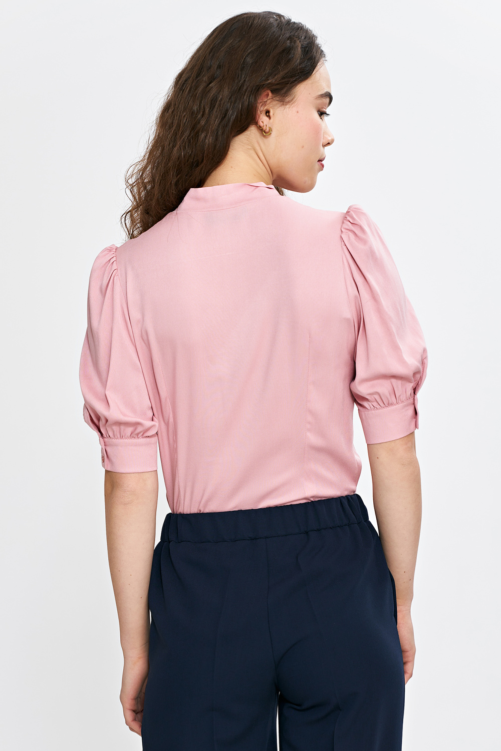 Tie-neck blouse B189 Pink - Nife
