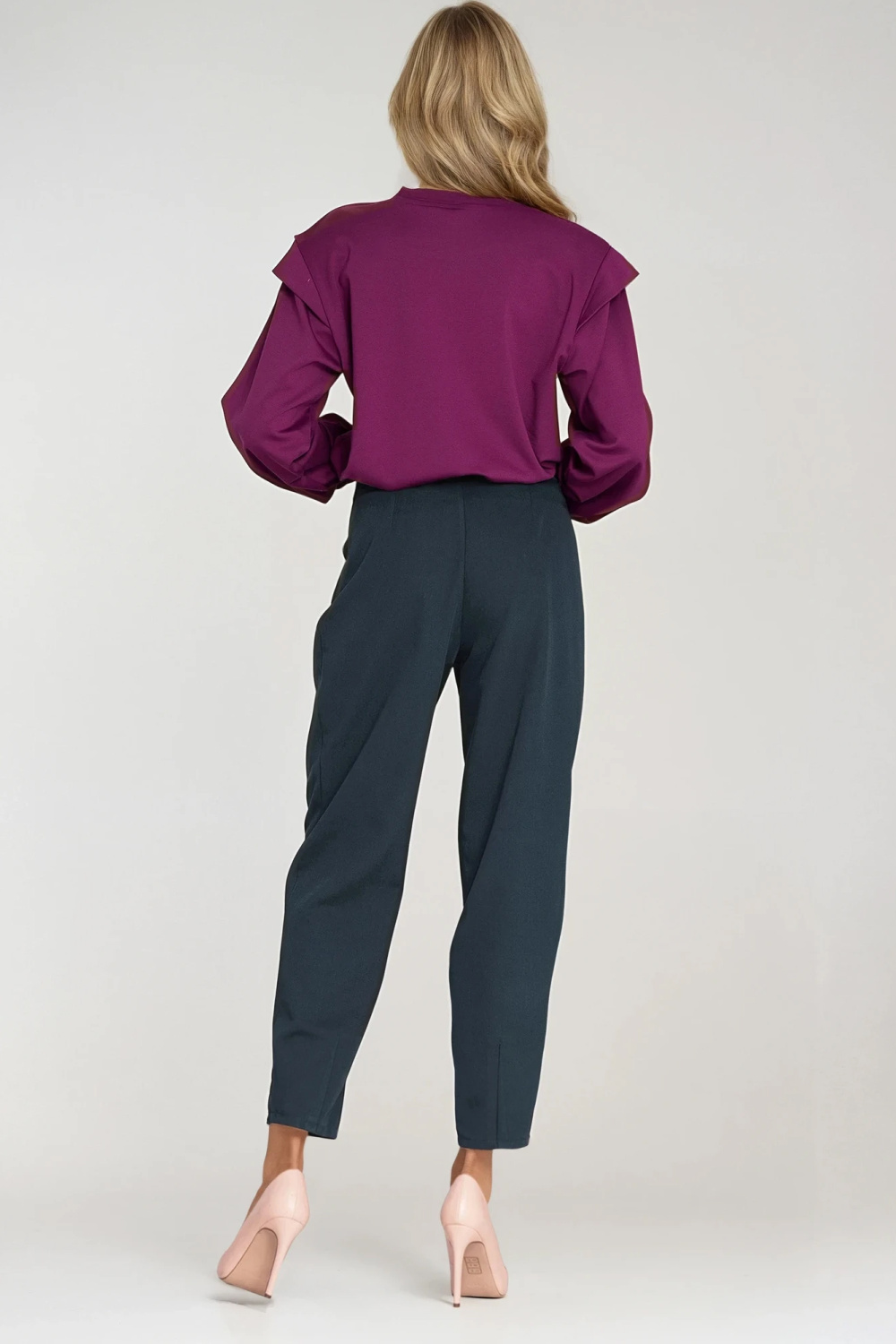 Spodnie baggy z wysokim stanem SD120 Navy - Nife