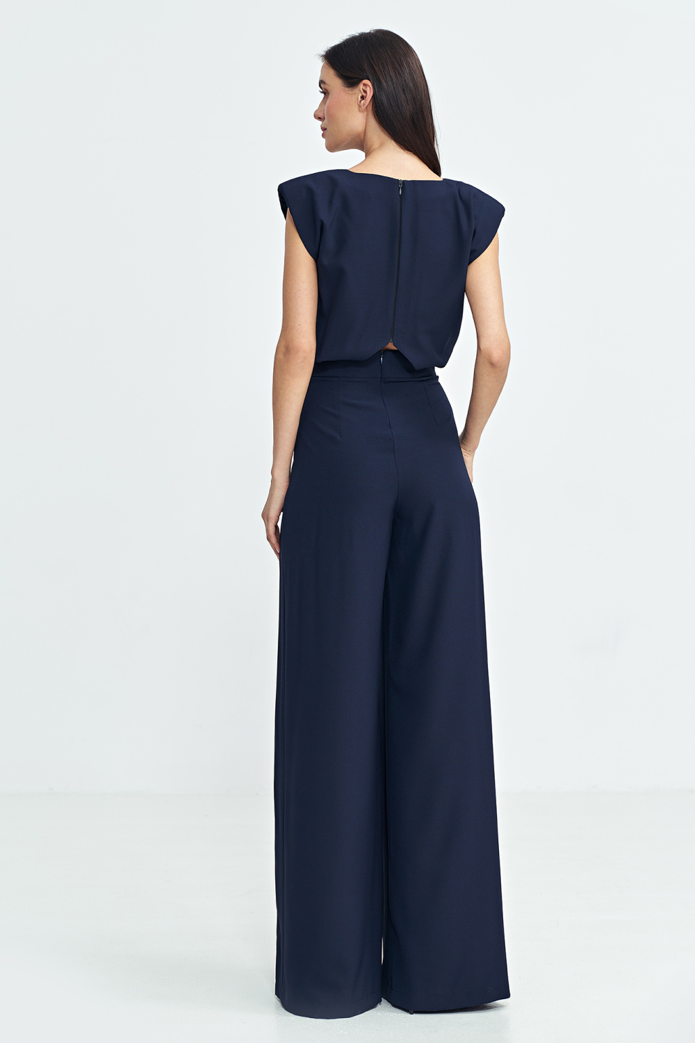 Palazzo-leg jumpsuit KM41 Navy - Nife – vue 2
