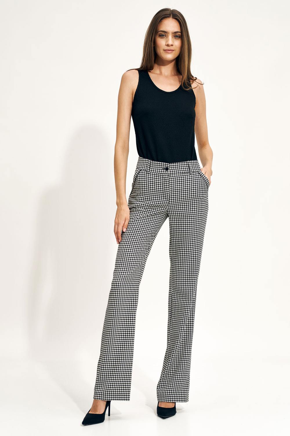 Flare trousers in houndstooth SD97 Houndstooth - Nife