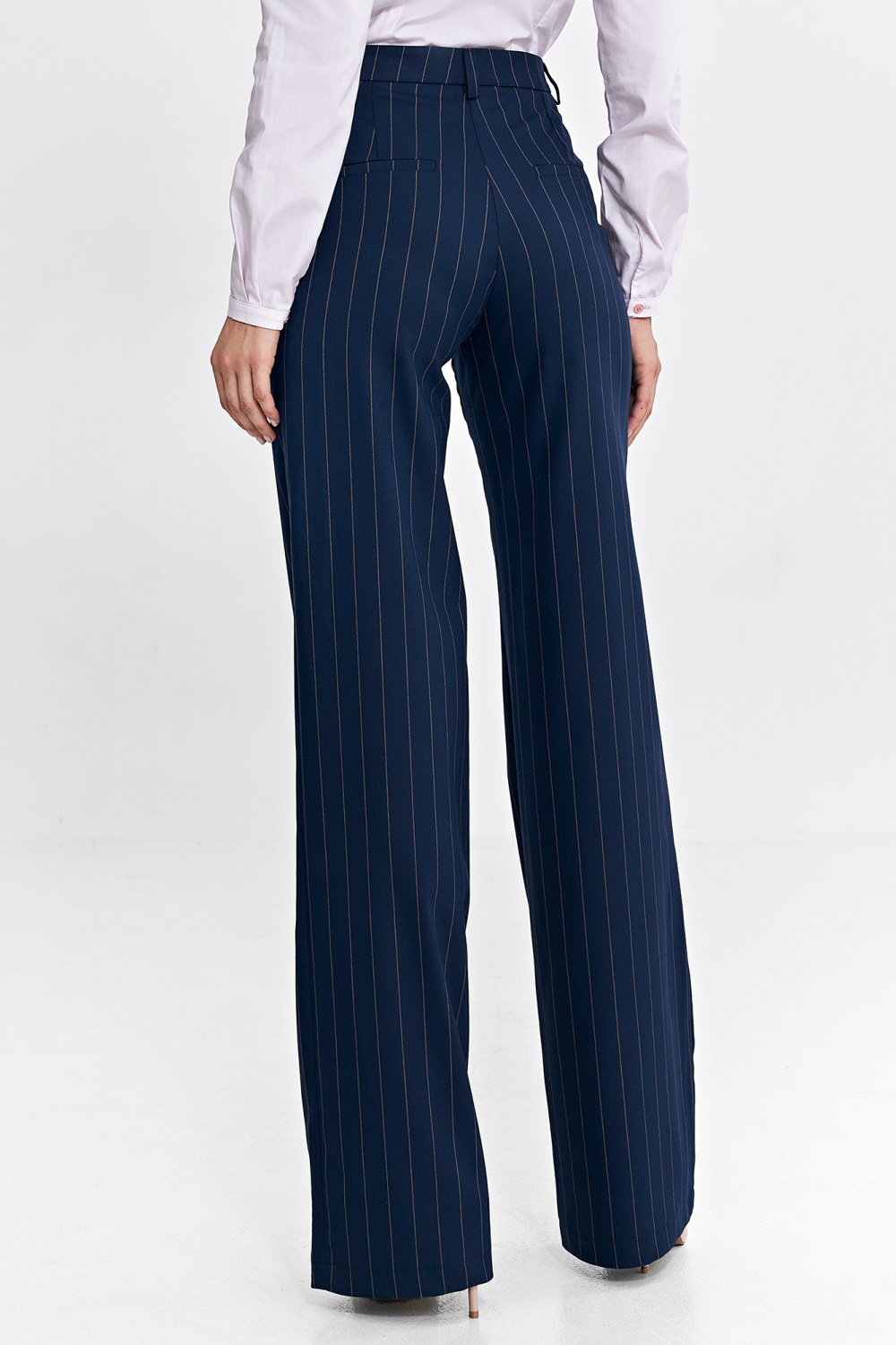 Bootcut trousers with covered button and stripe SD103 Navy - Nife