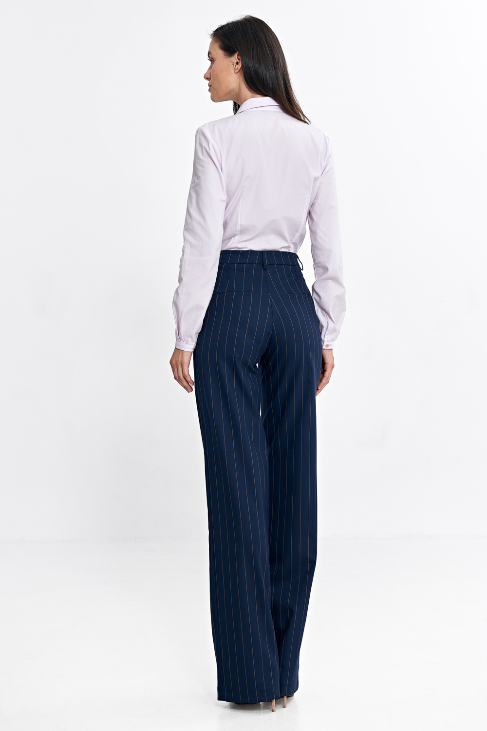 Bootcut trousers with covered button and stripe SD103 Navy - Nife – vue 2