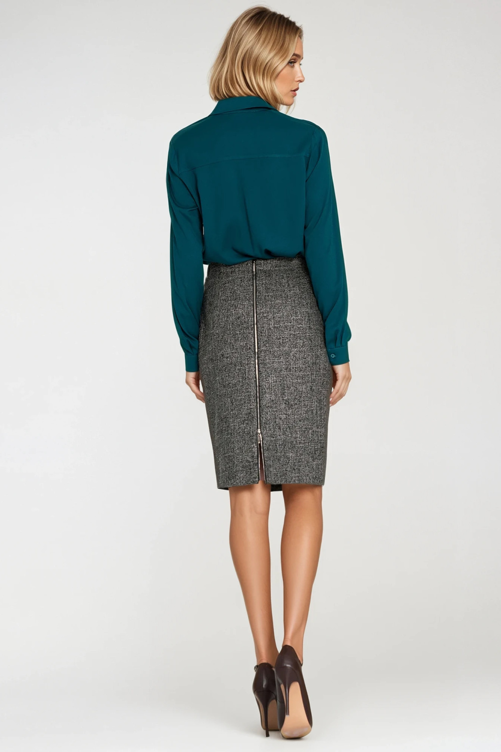 Blouse with hidden placket B205 Emerald - Nife