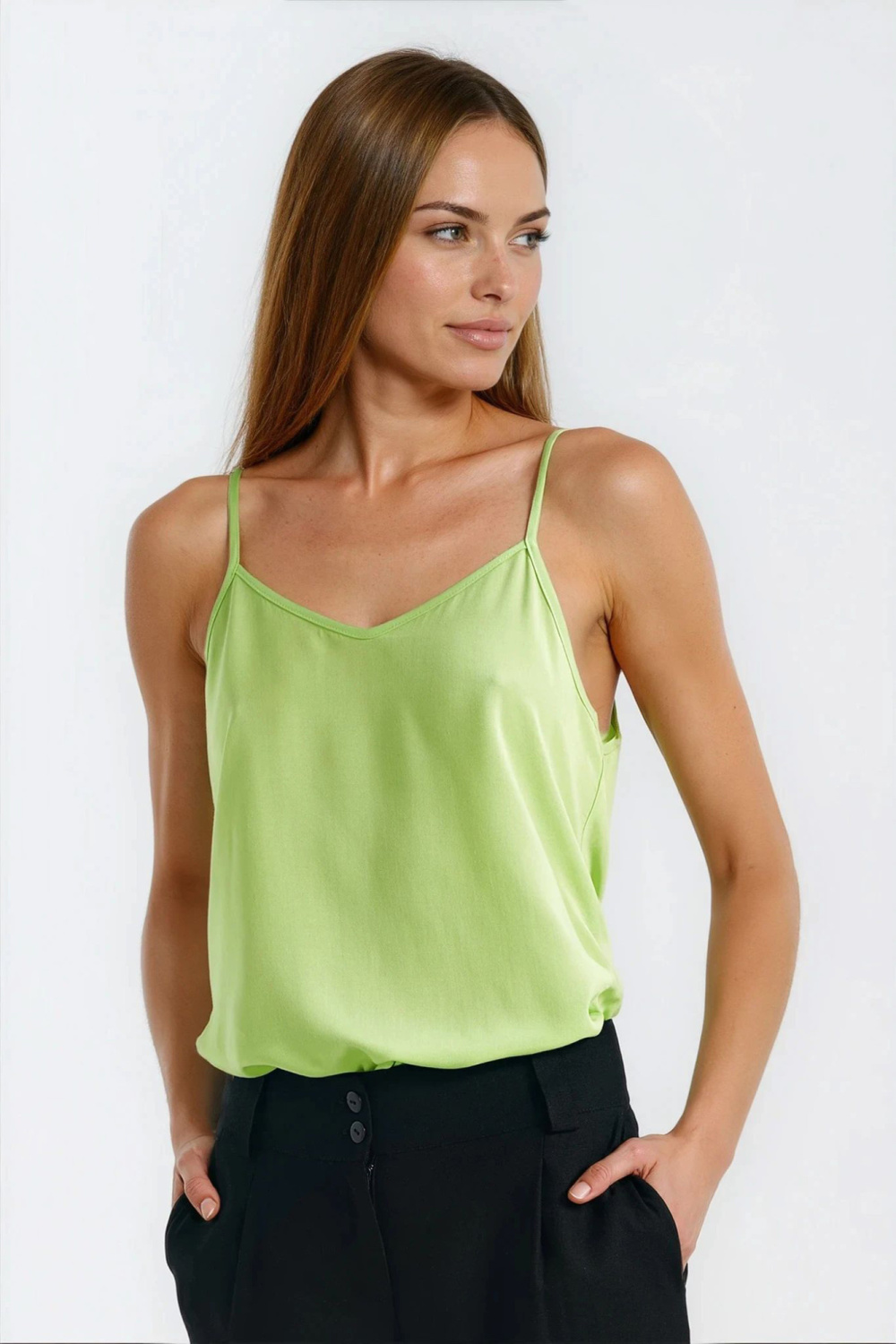 Basic camisole top with thin straps B210 Lime - Nife