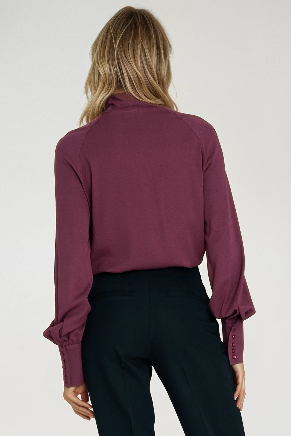 Viscose blouse with scarf B204 Plum - Nife