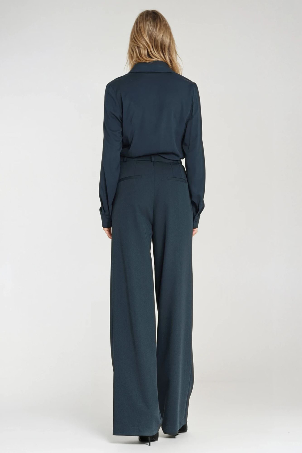 Viscose blouse with jabot B202 Navy - Nife
