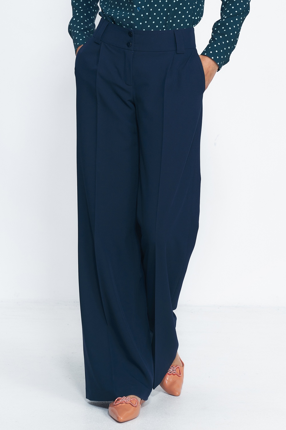 Navy wide-leg trousers SD81 Navy - Nife