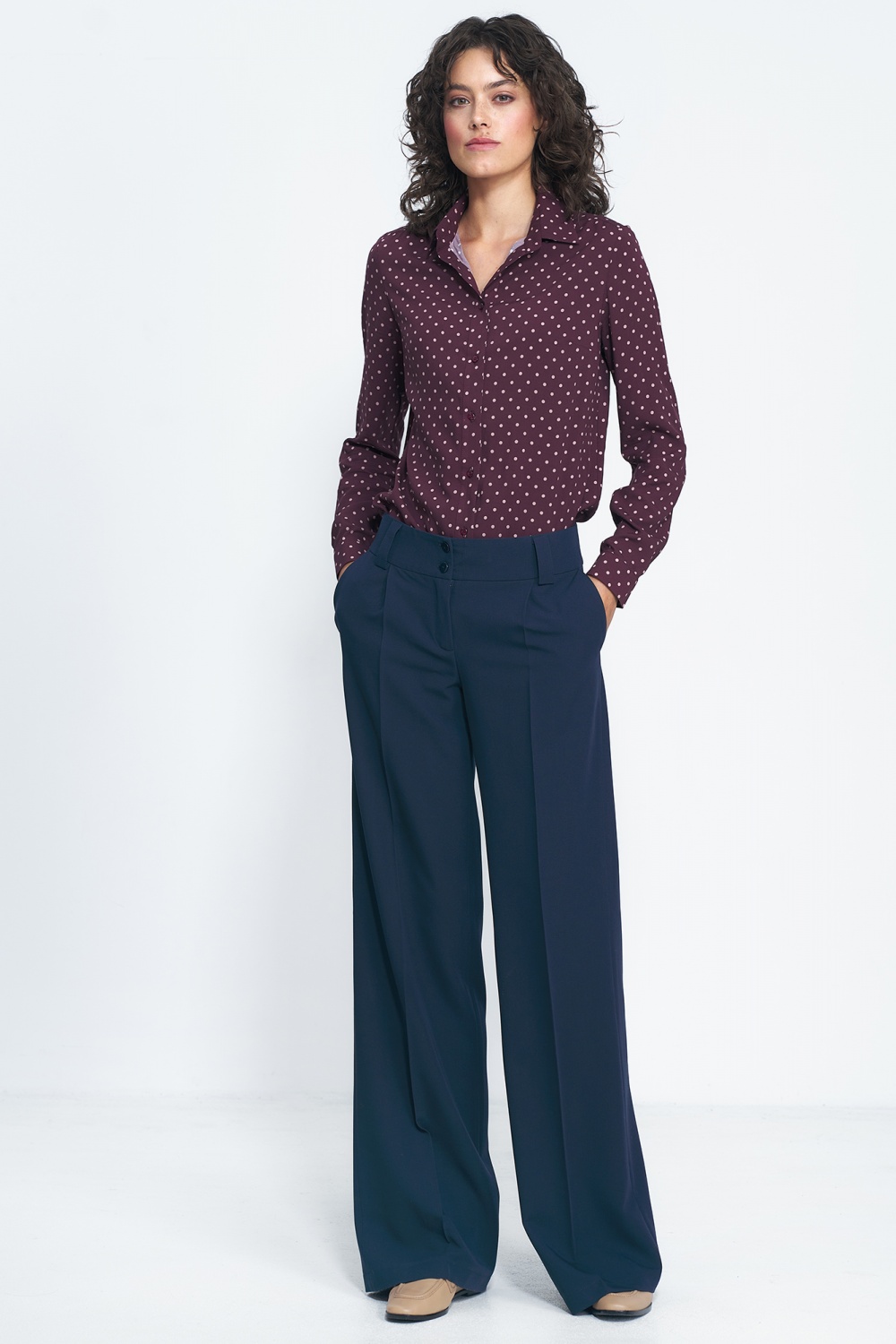 Navy wide-leg trousers SD81 Navy - Nife