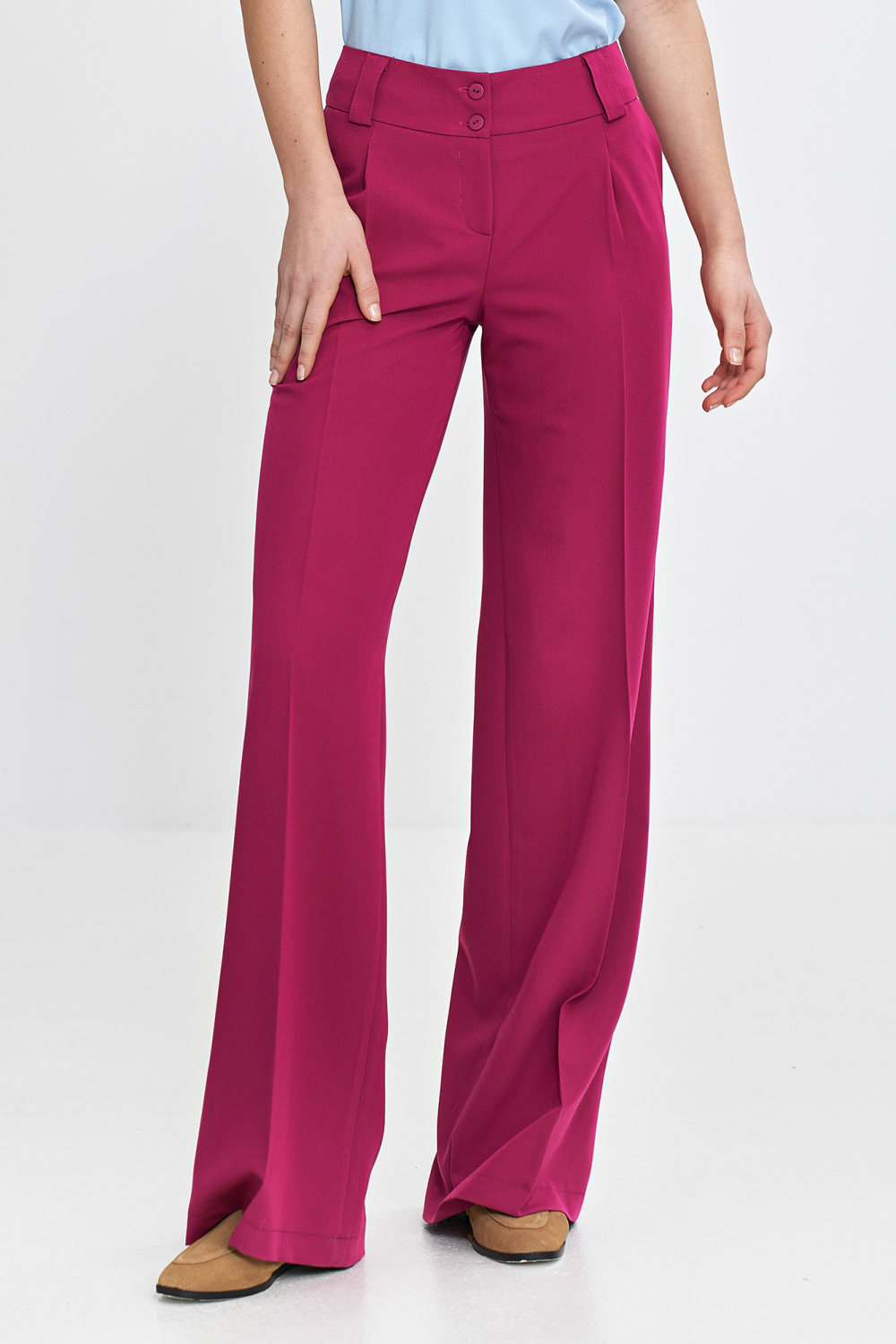 Wide-leg trousers with pressed crease SD112 Fuchsia - Nife