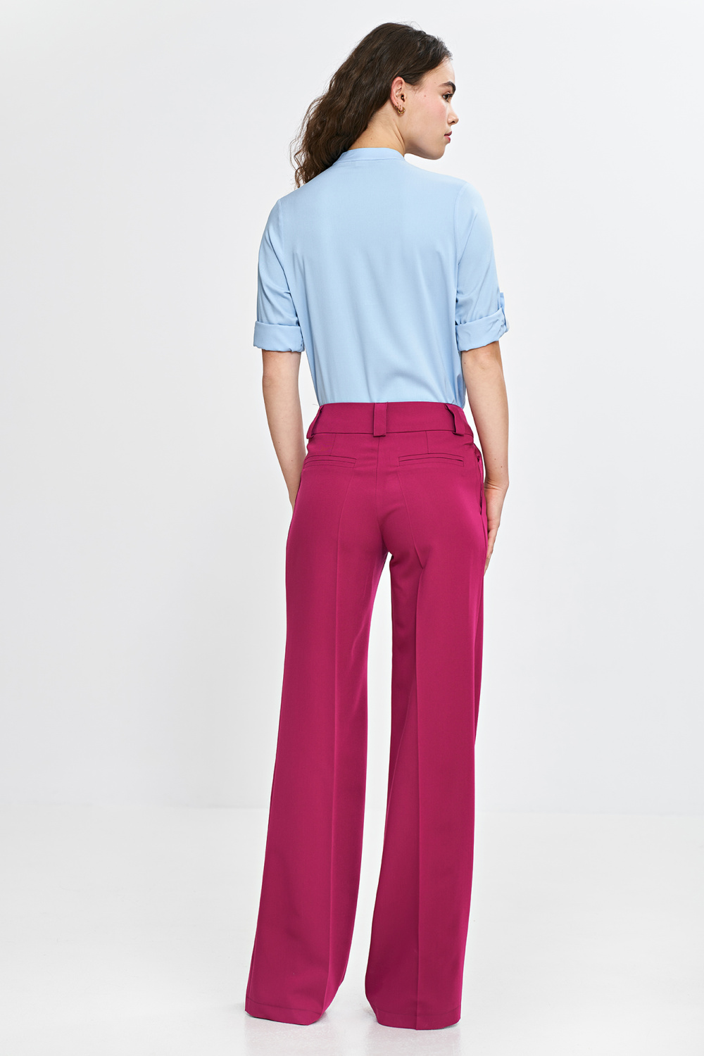 Wide-leg trousers with pressed crease SD112 Fuchsia - Nife
