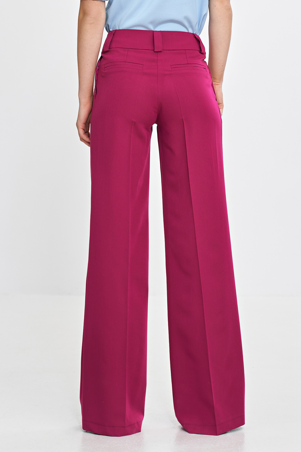 Wide-leg trousers with pressed crease SD112 Fuchsia - Nife – vue 2