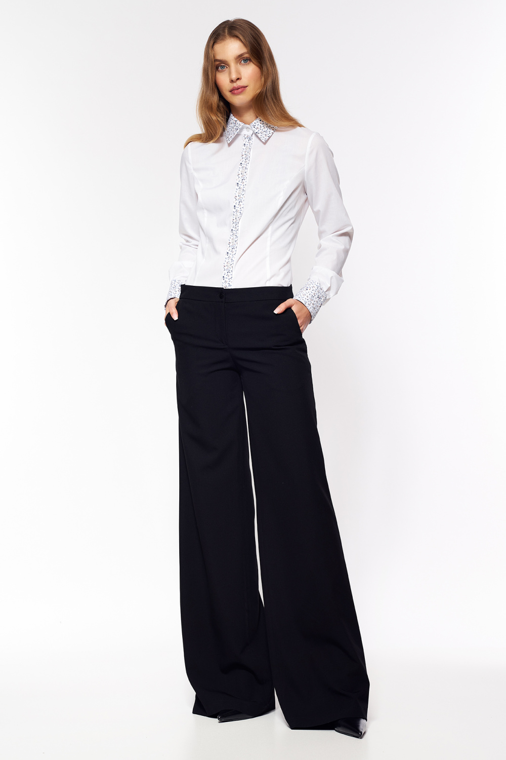 Spodnie Czarne spodnie palazzo SD95 Black - Nife