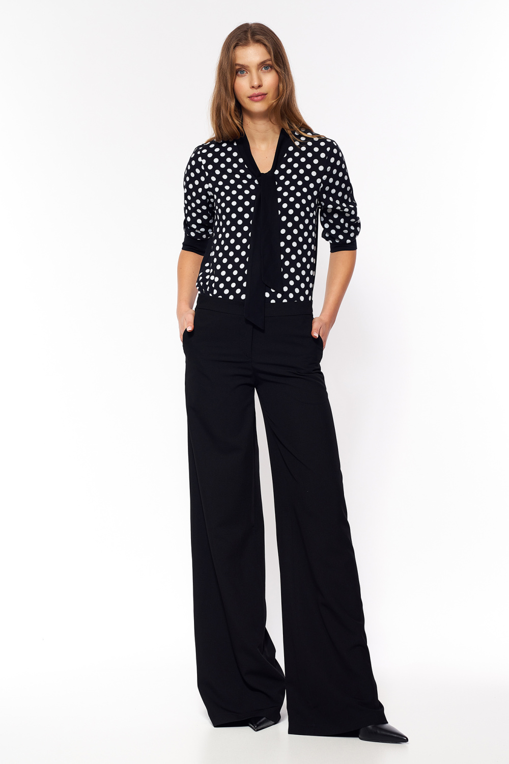 Spodnie Czarne spodnie palazzo SD95 Black - Nife