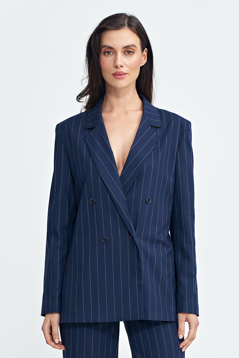 Oversized double-breasted pinstripe blazer Z71 Navy - Nife