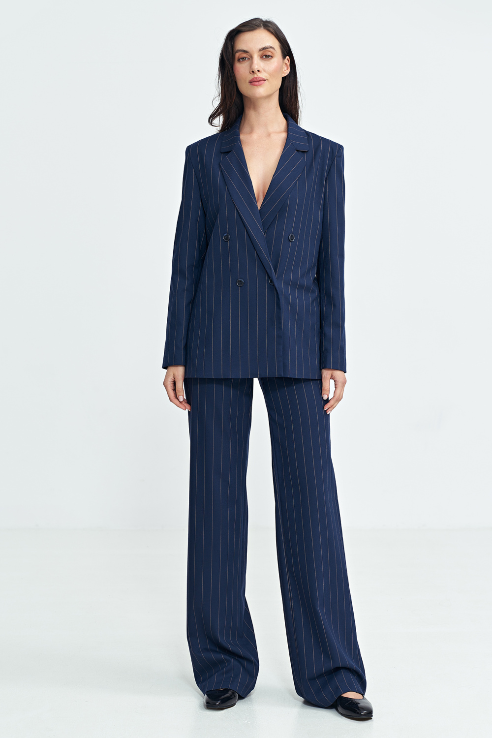 Oversized double-breasted pinstripe blazer Z71 Navy - Nife