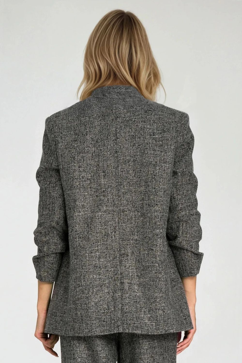 Tailored blazer with pleated sleeves Z82 Black Melange - Nife – vue 2