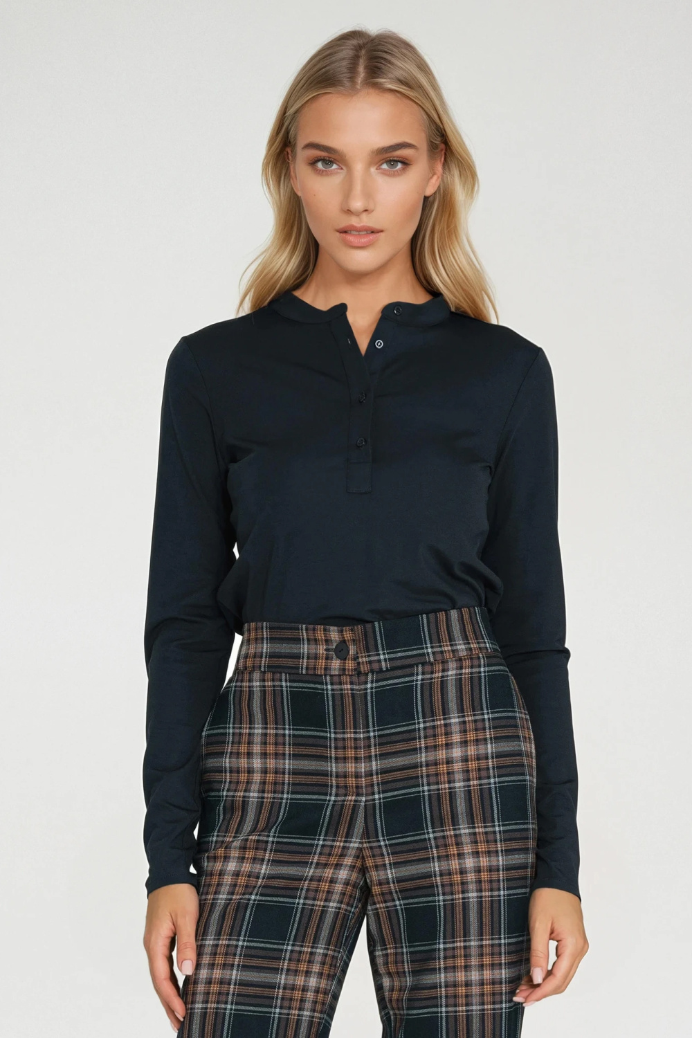 Polo top with stand-up collar B195 Navy - Nife
