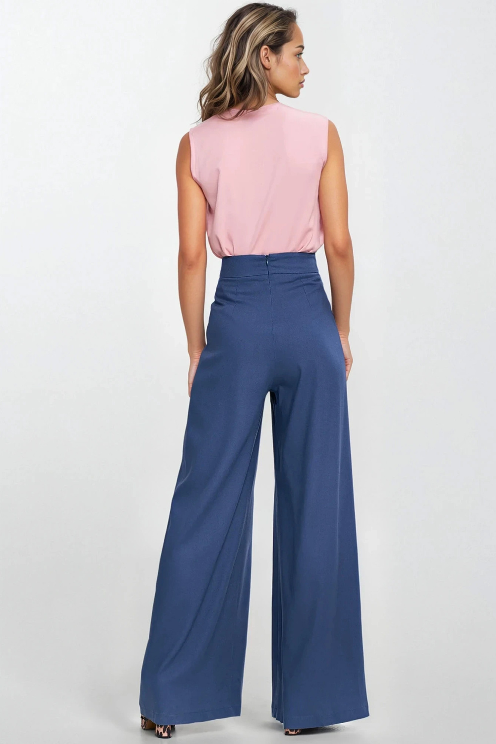 Spodnie palazzo z rayonu SD114 Cobalt - Nife – widok 2