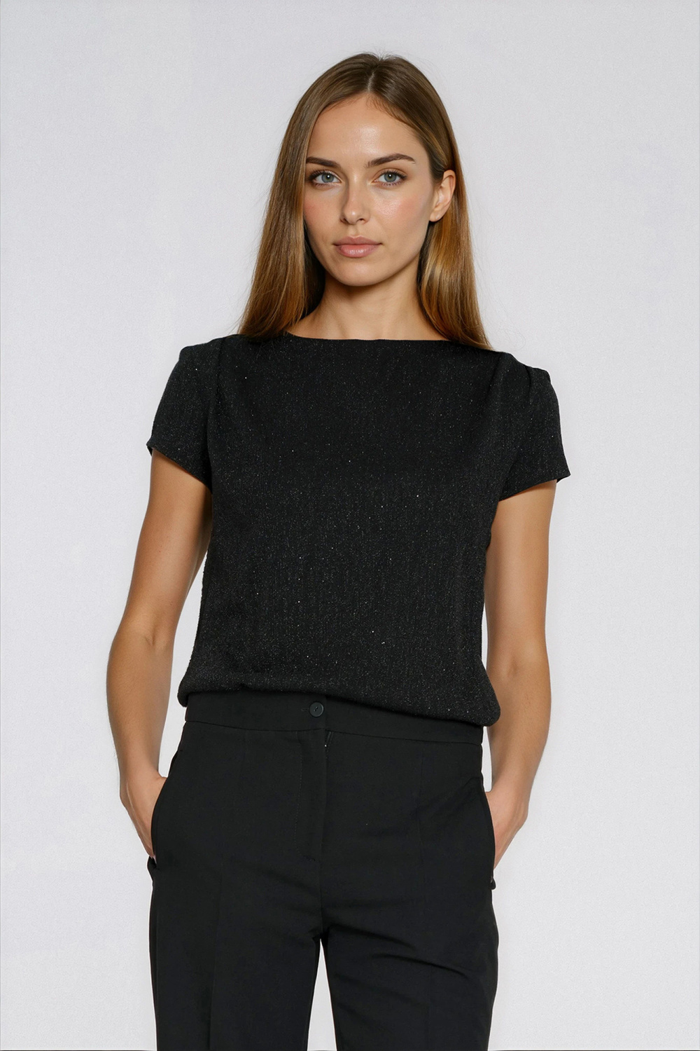 Top with pleated shoulders B218 Black - Nife