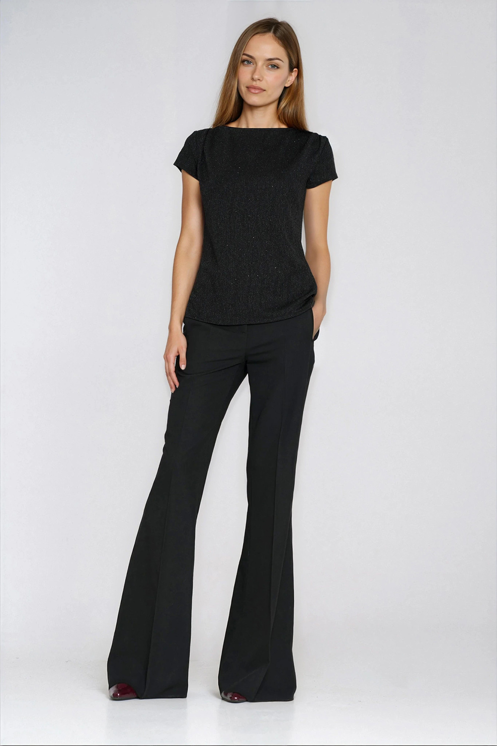 Top with pleated shoulders B218 Black - Nife