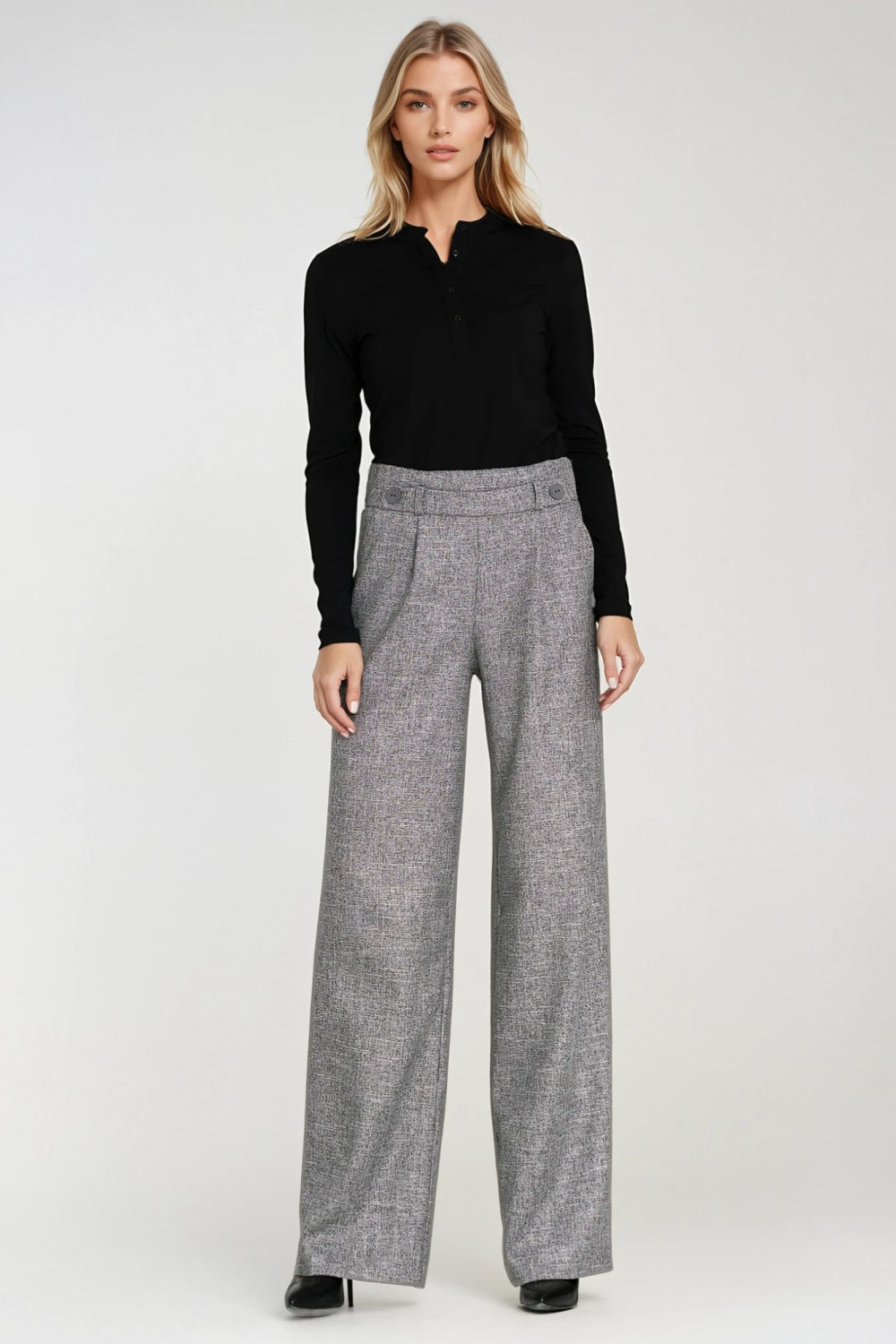 Polo blouse with stand collar B195 Black - Nife
