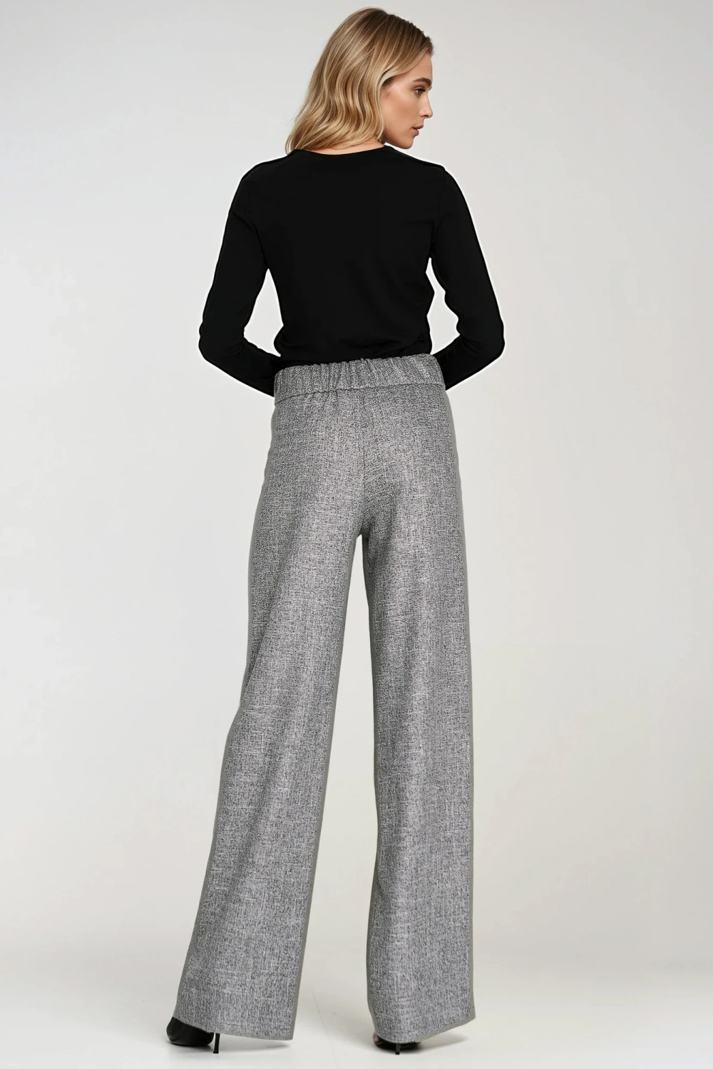 Polo blouse with stand collar B195 Black - Nife