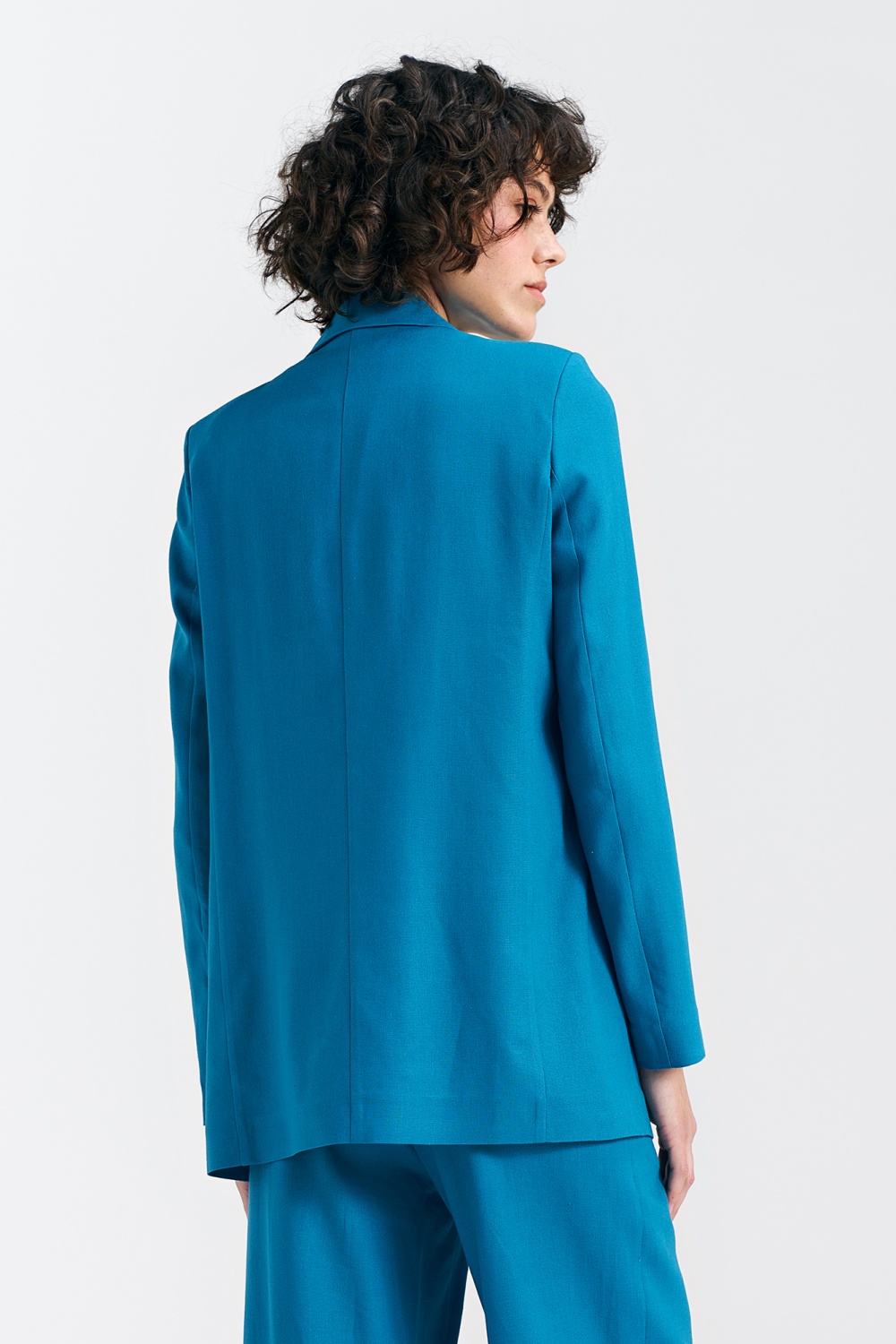Long linen blazer Z55 Blue - Nife