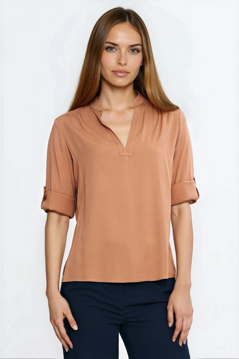 Rolled-Sleeve Top B188 Carmel - Nife